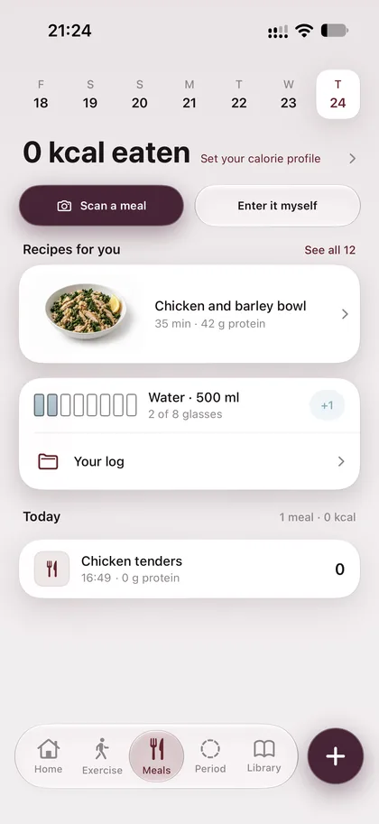 Cyra screen: Meals