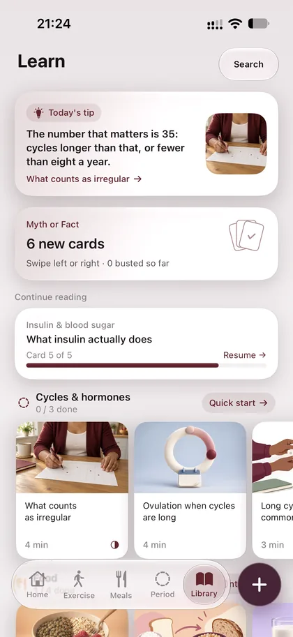 Cyra screen: Learn