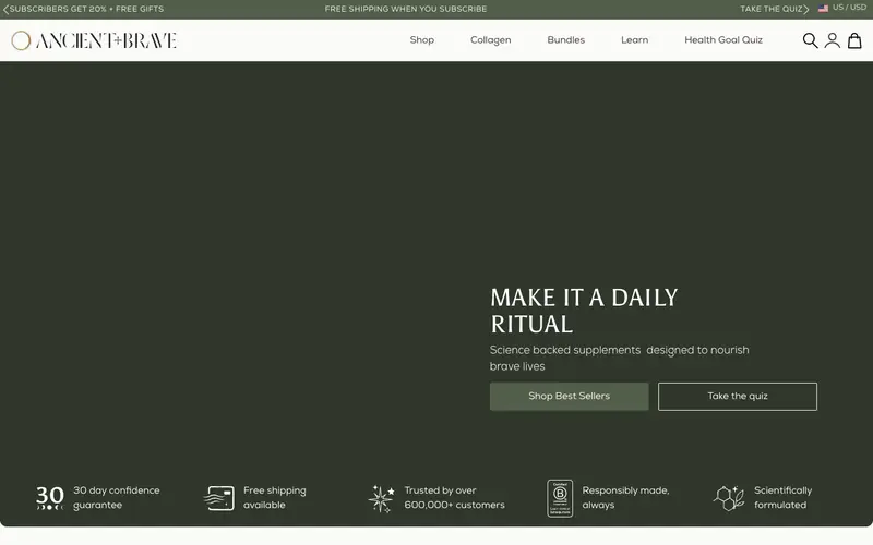 Ancient + Brave storefront
