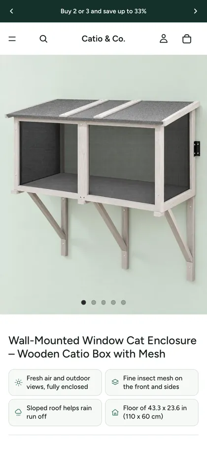 Catio & Co. product page on a phone