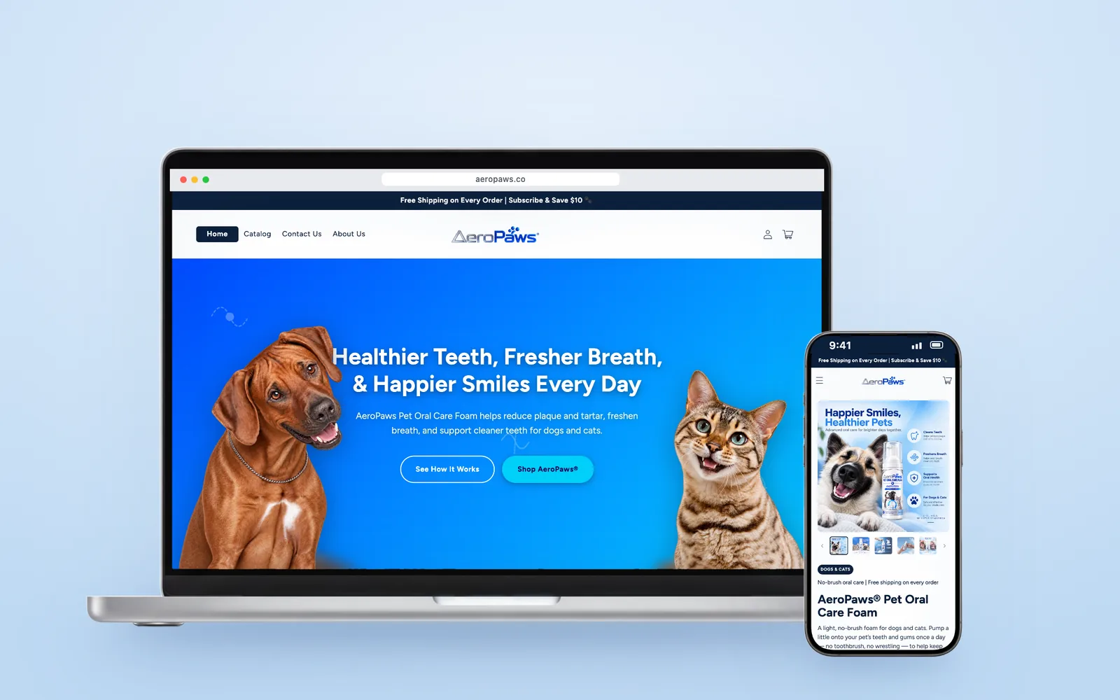 AeroPaws: Pet oral care that sells without a toothbrush, on the same bundle-and-subscription system.