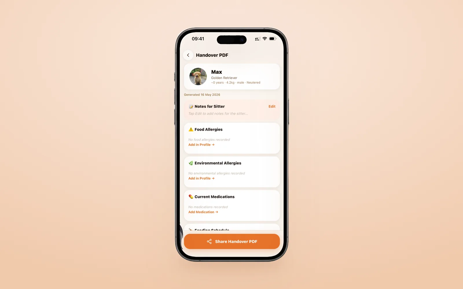 PawVault on an iPhone