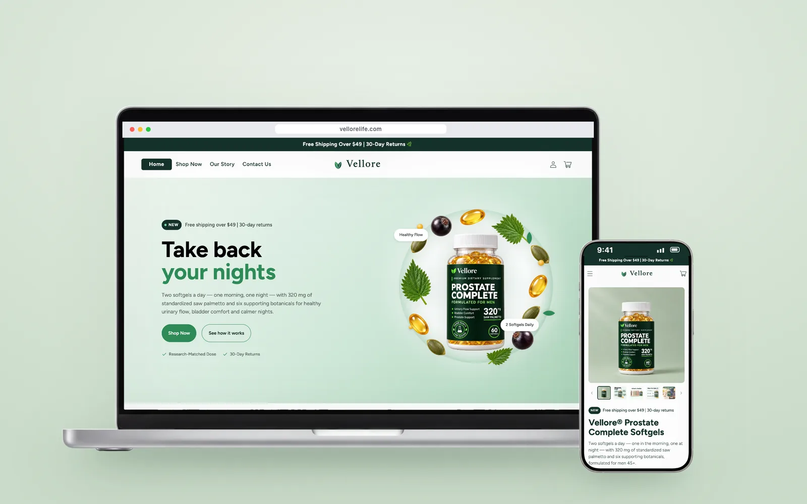 Vellore: A supplement brand with a product page built to sell bundles and subscriptions.